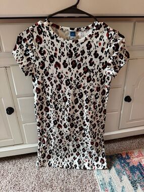 Old Navy | Girls' White Leopard Print Short Sleeve Dress